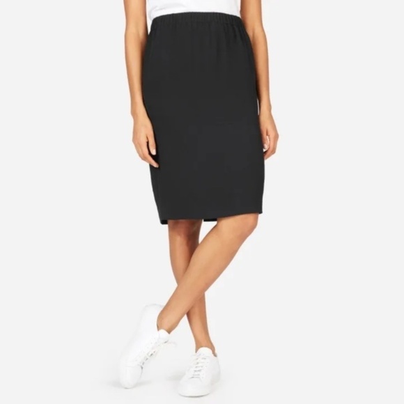 EVERLANE Japanese Goweave Pull-on Side Pocket Black Pencil Skirt Size 0 - Picture 1 of 7